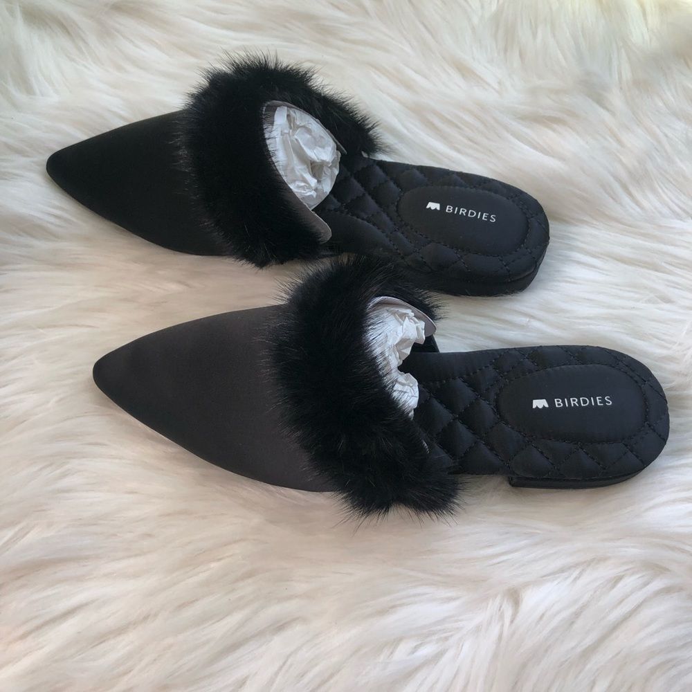 Birdies Vegan Dove Slides Onyx Shoes Size 7 Comfort Black Party Slip Ons NEW - Picture 4 of 8